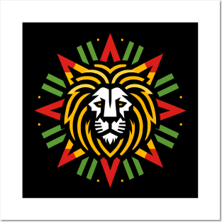 African Lion, Rasta Colors Minimal Posters and Art